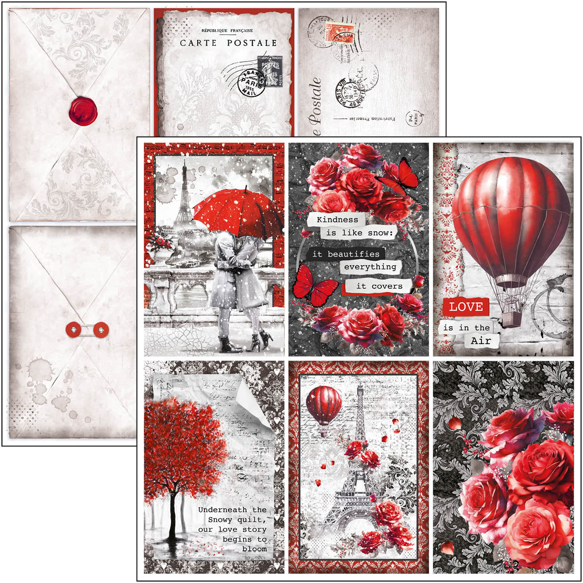 Paris I Love You Paper Pad 12"x12" 12/Pkg