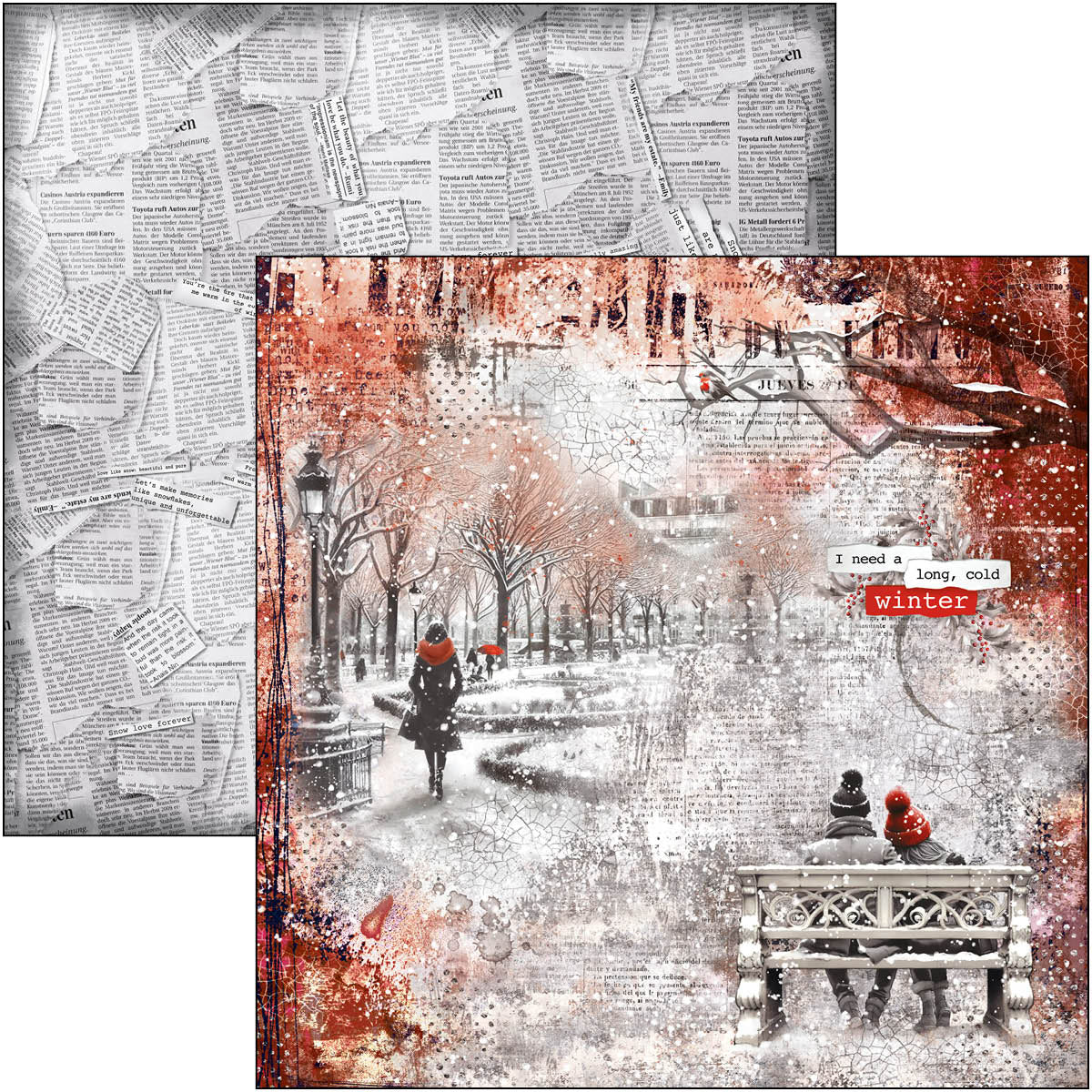 Paris I Love You Paper Pad 12"x12" 12/Pkg