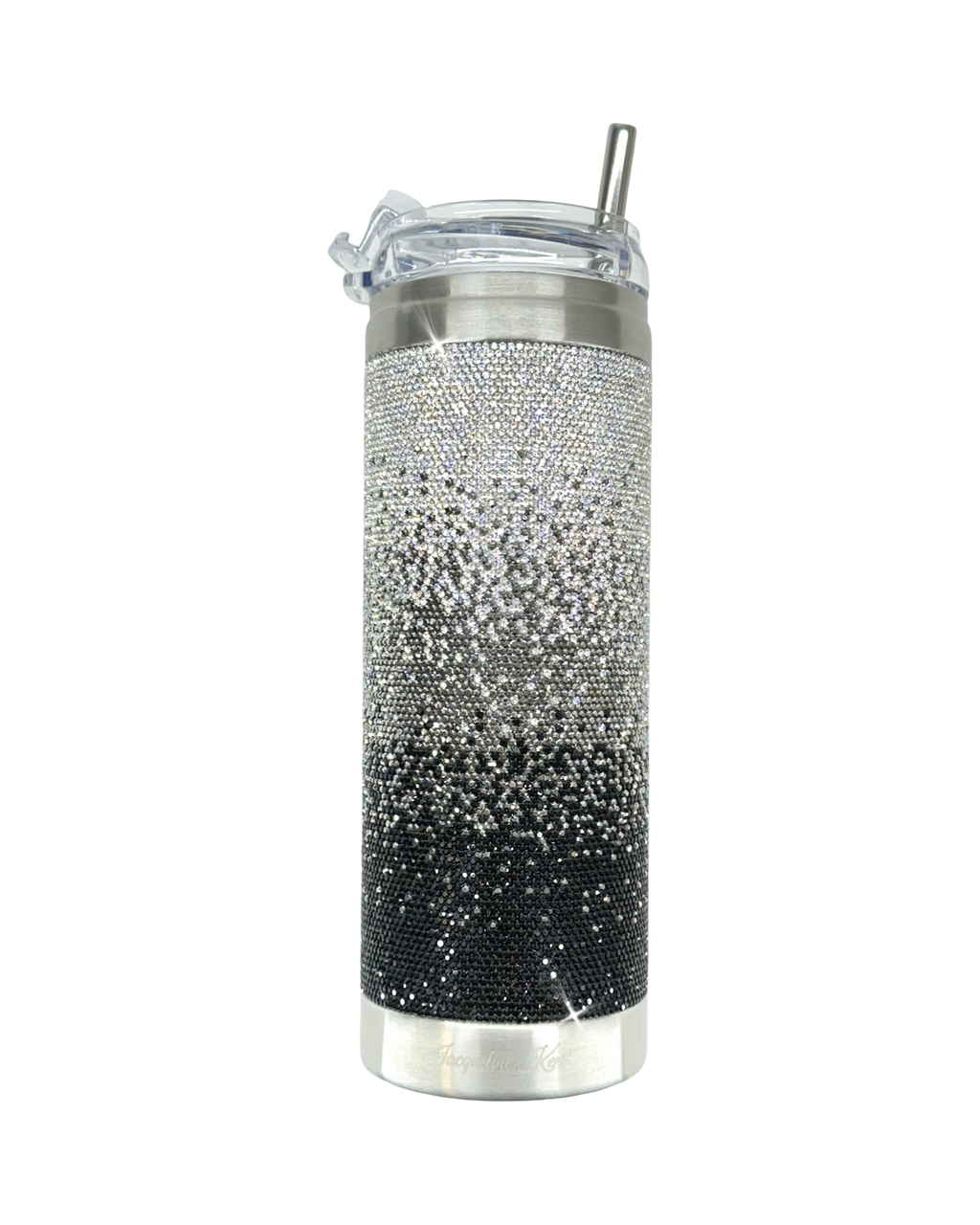 Gobelet en acier inoxydable orné de cristaux de 590 ml – Noir ombré
