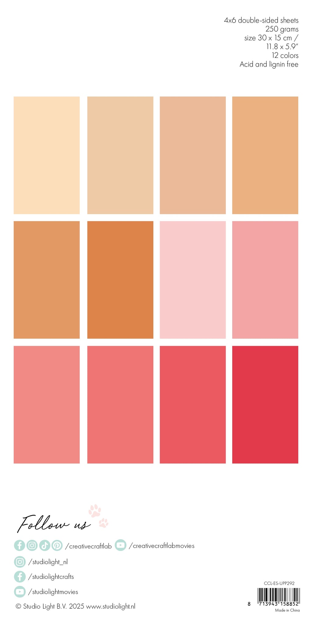 Unicolor Peach & Pink Scrapbooking Paper Pad, 24 Sheets