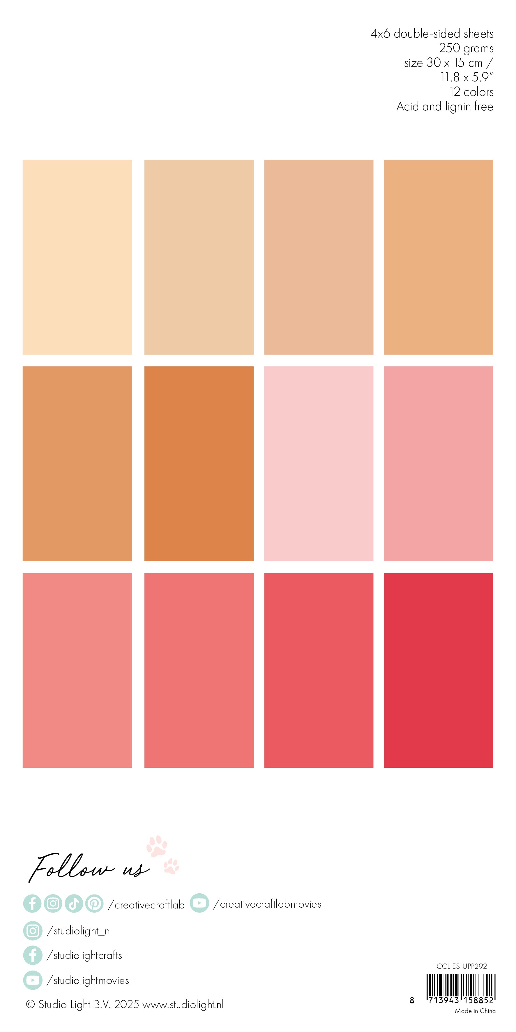 Unicolor Peach & Pink Scrapbooking Paper Pad, 24 Sheets