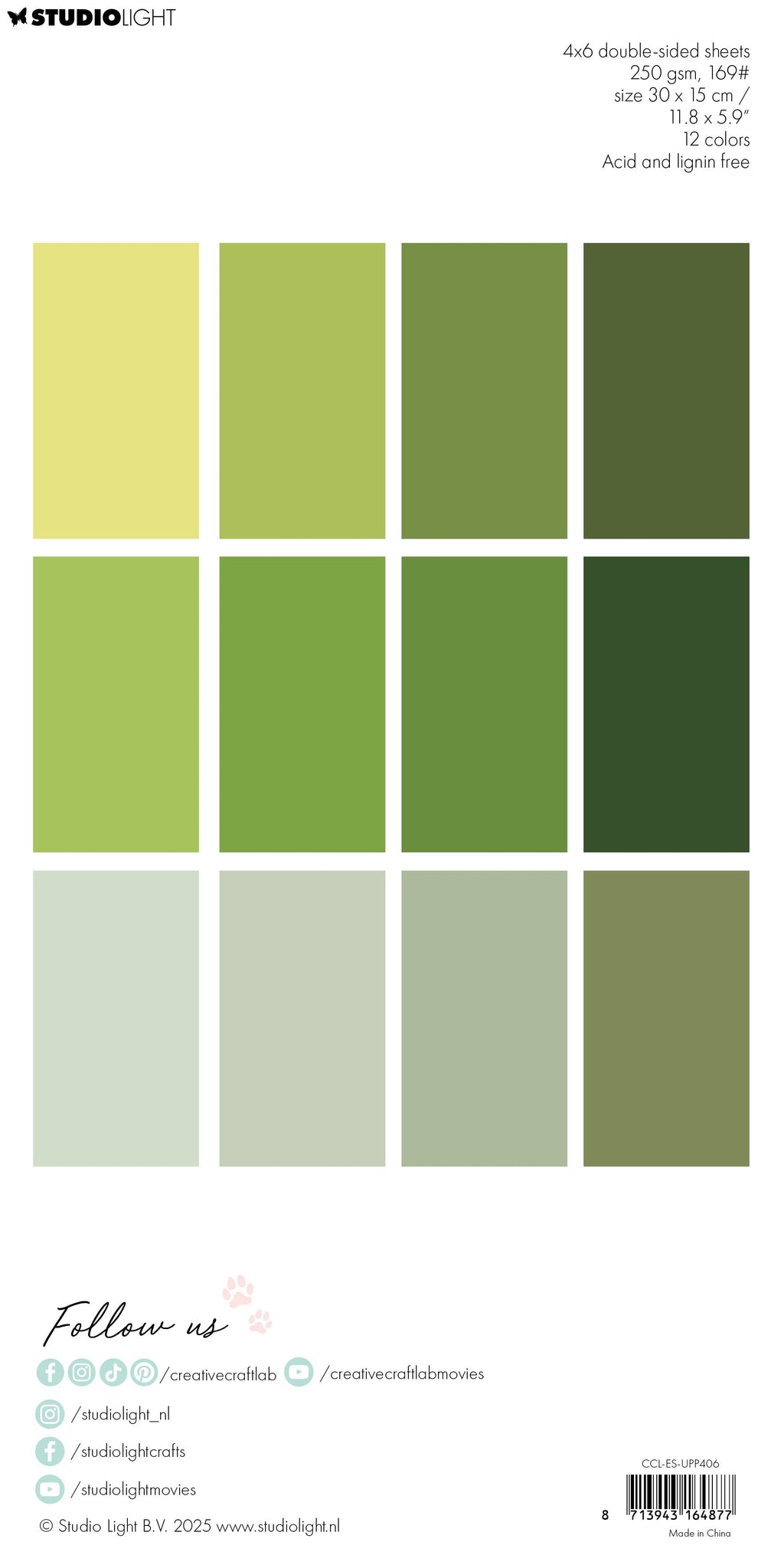 CCL Unicolor Paper Pad All Greens Essentials
