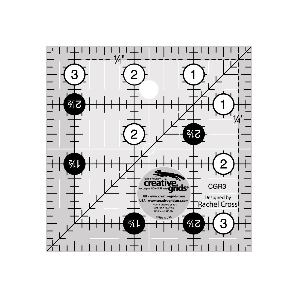 Règle de courtepointe Creative Grids carrée de 3-1/2 po