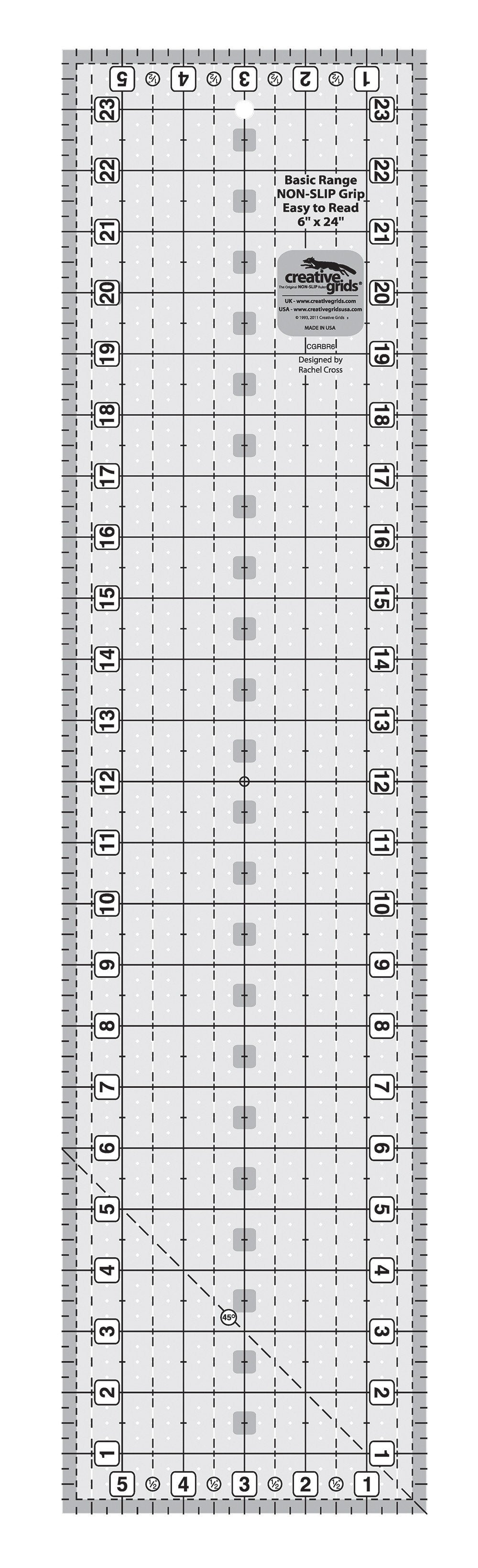 Règle de courtepointe rectangulaire Creative Grids Basic Range 6 po x 24 po