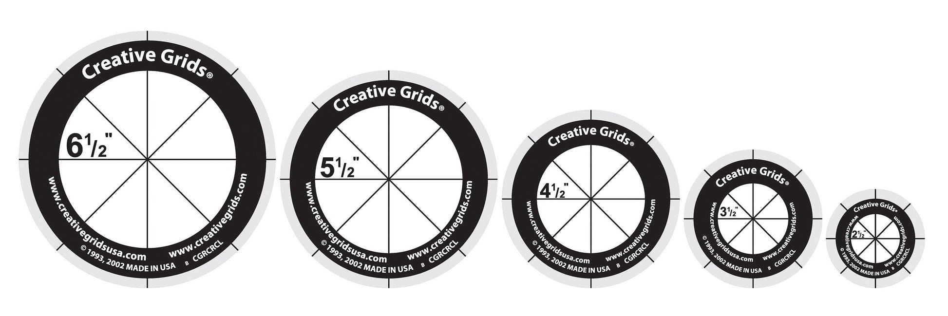 Règle de courtepointe Creative Grids Cercles (5 disques avec poignées) Règle de courtepointe