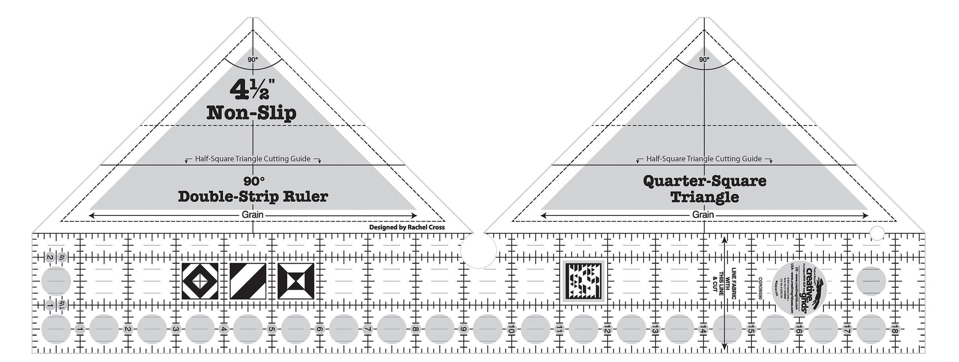 Règle de courtepointe à double bande à 90 degrés Creative Grids