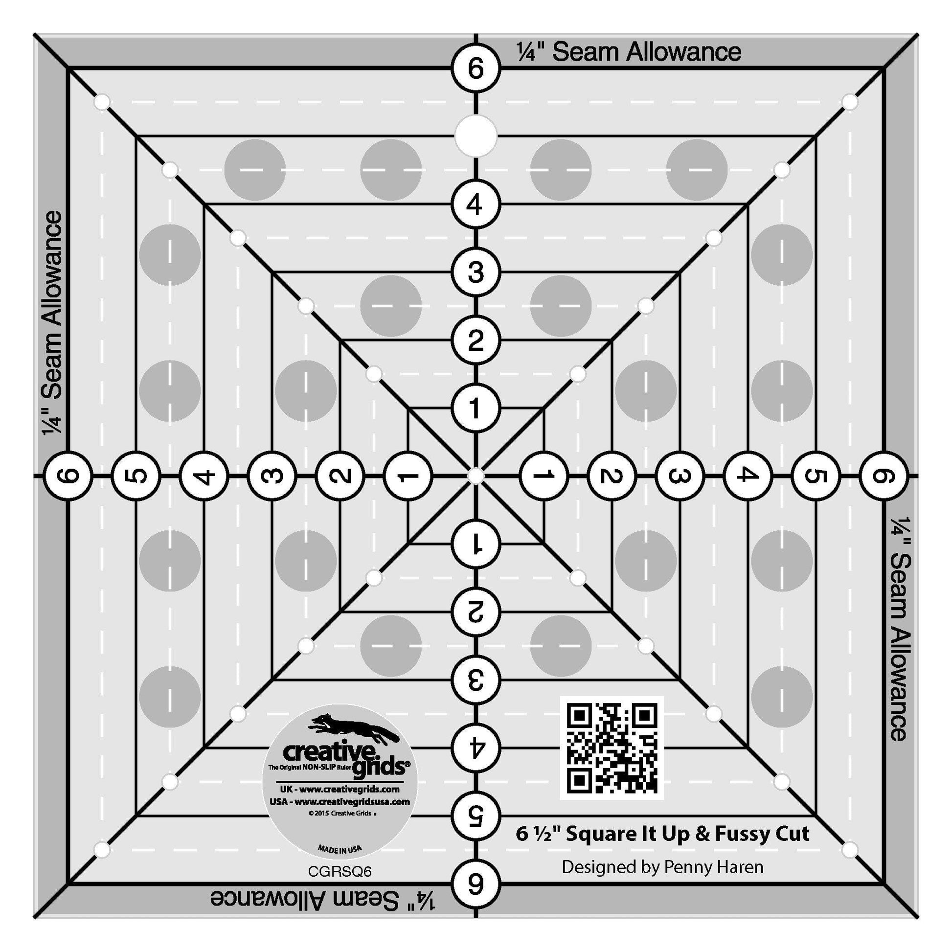 Règle de courtepointe carrée Creative Grids de 6-1/2 po (taille carrée ou coupe précise)