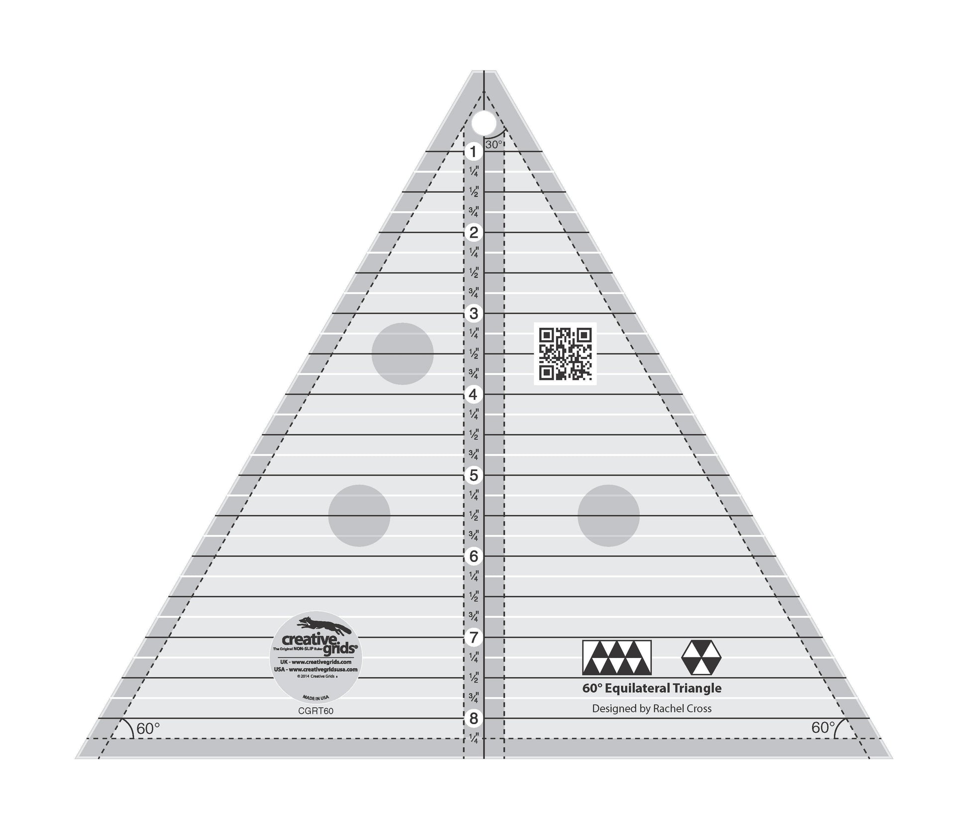 Règle de courtepointe Creative Grids à 60 degrés, triangle de 8-1/2 po 
