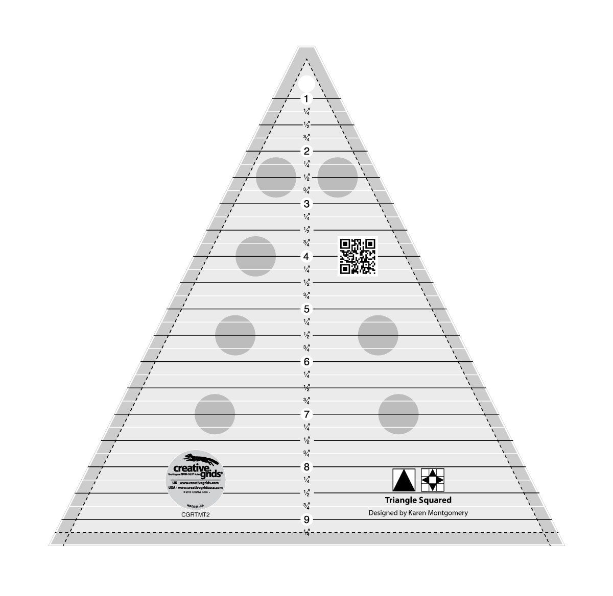 Règle triangulaire carrée Creative Grids 9-1/2 po Règle de courtepointe