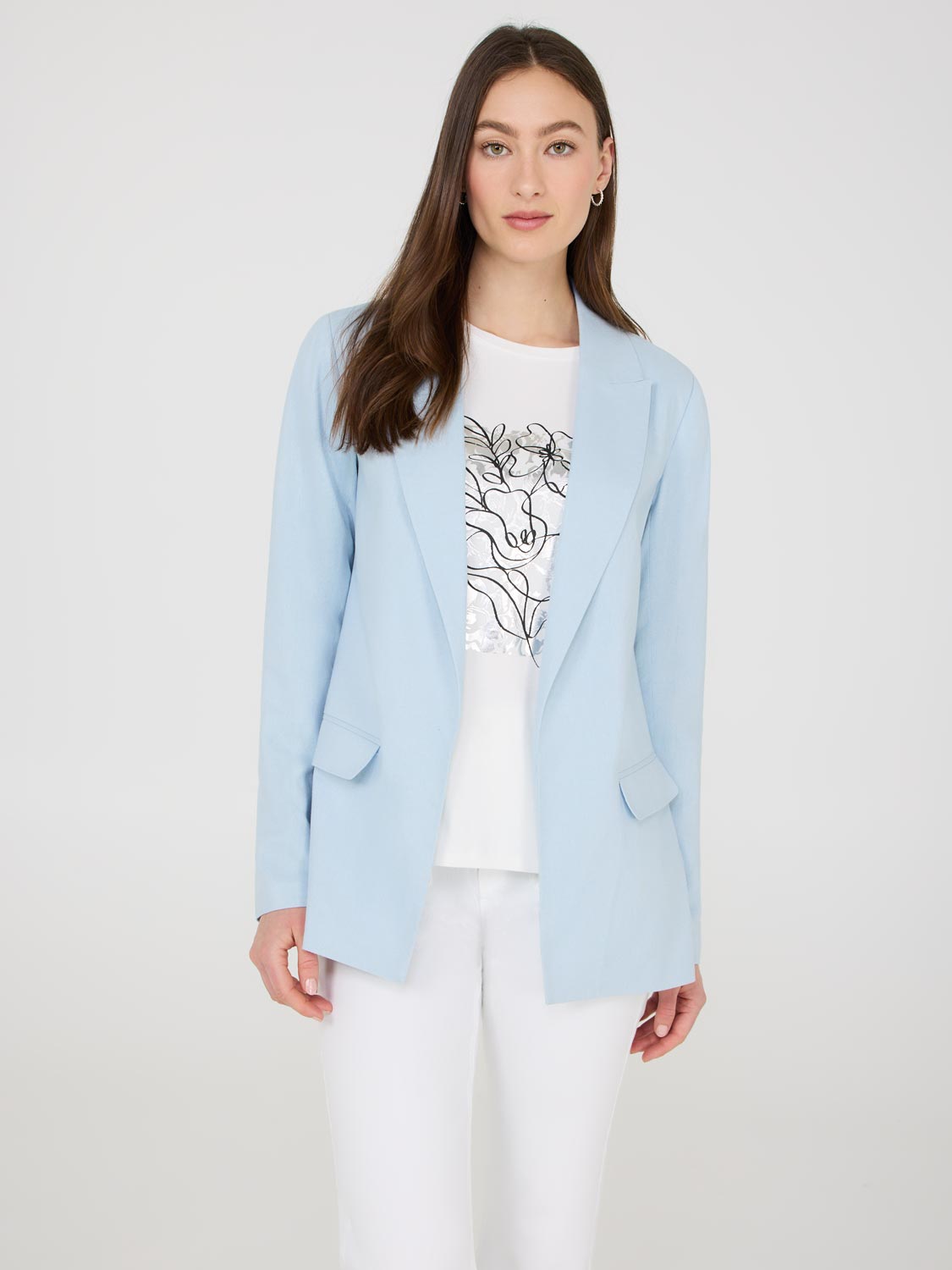 Blazer ouvert en lin mélangé