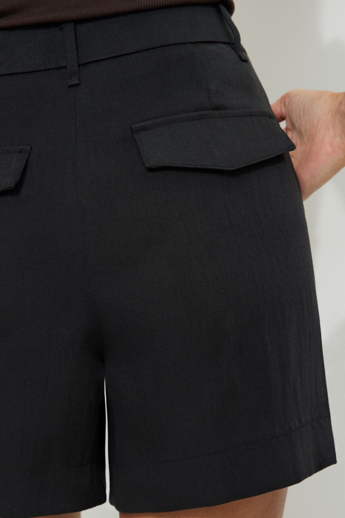 Pleated Mid-Thigh Shorts