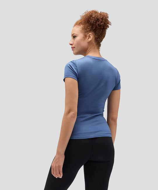 T-shirt slim col rond en laine mérinos pour femme