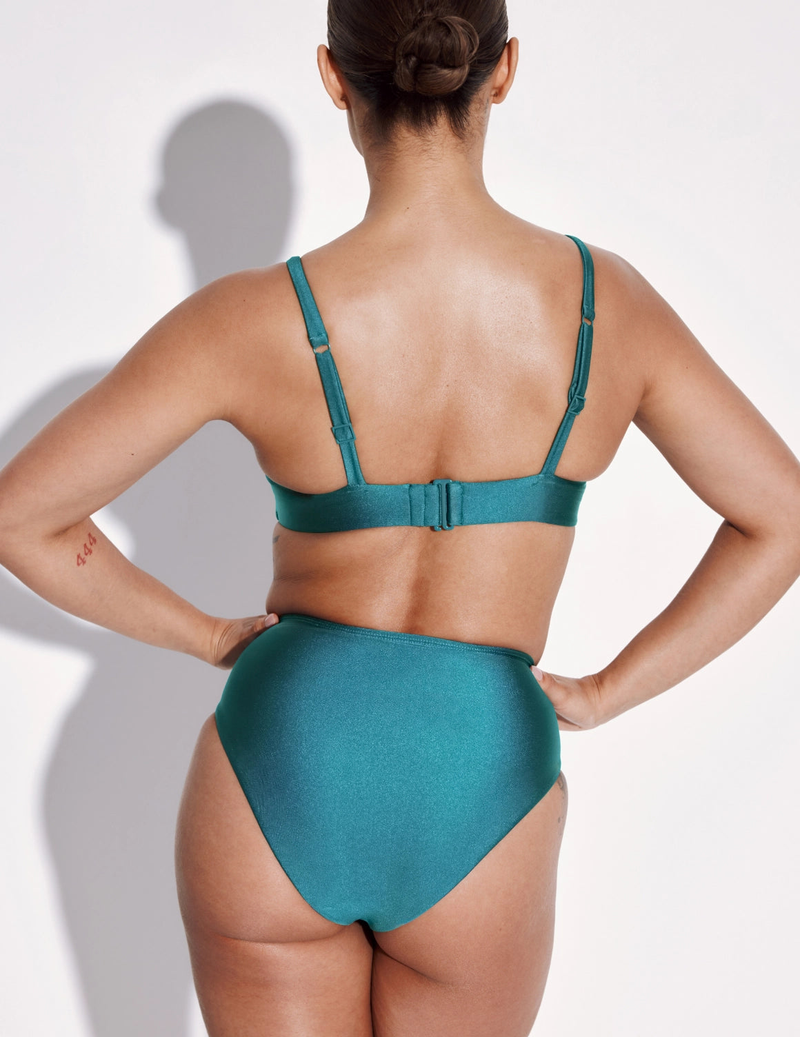 Shimmer Ruched Deep V Bikini Top