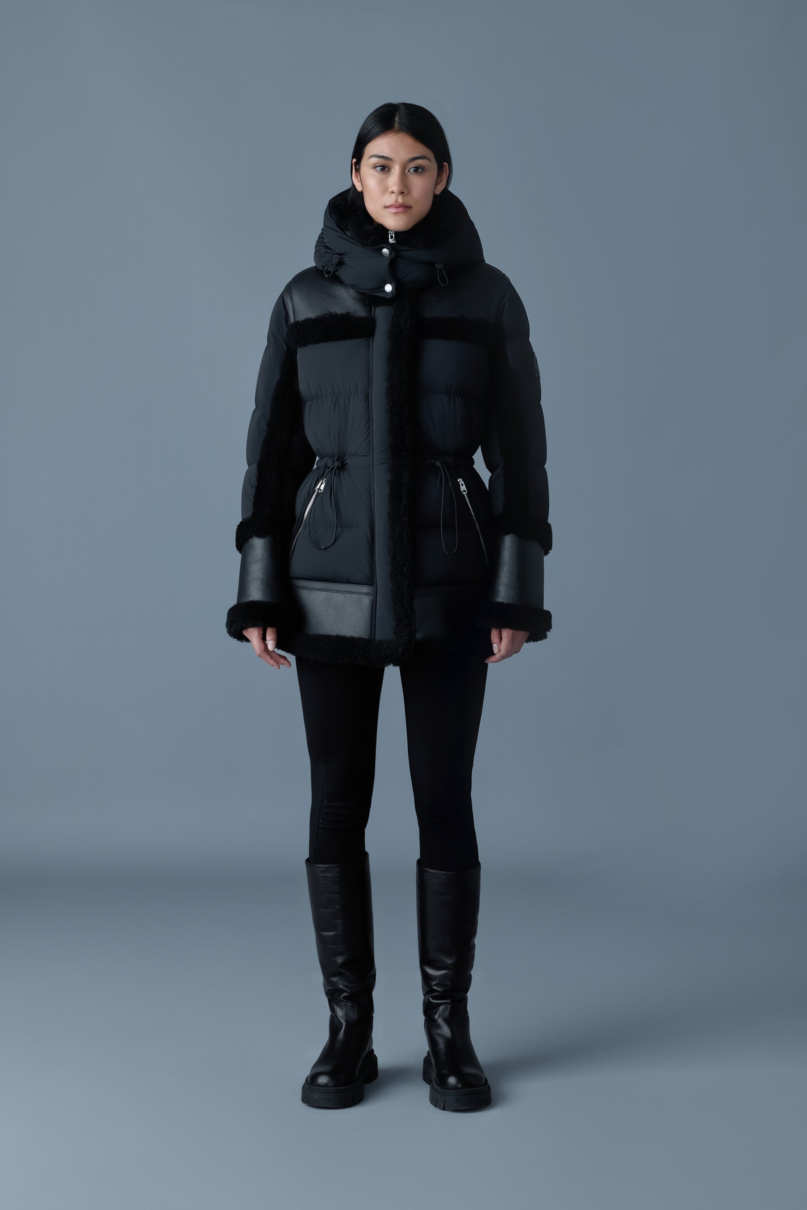 LILIBETH Parka en duvet et peau lainée mixte