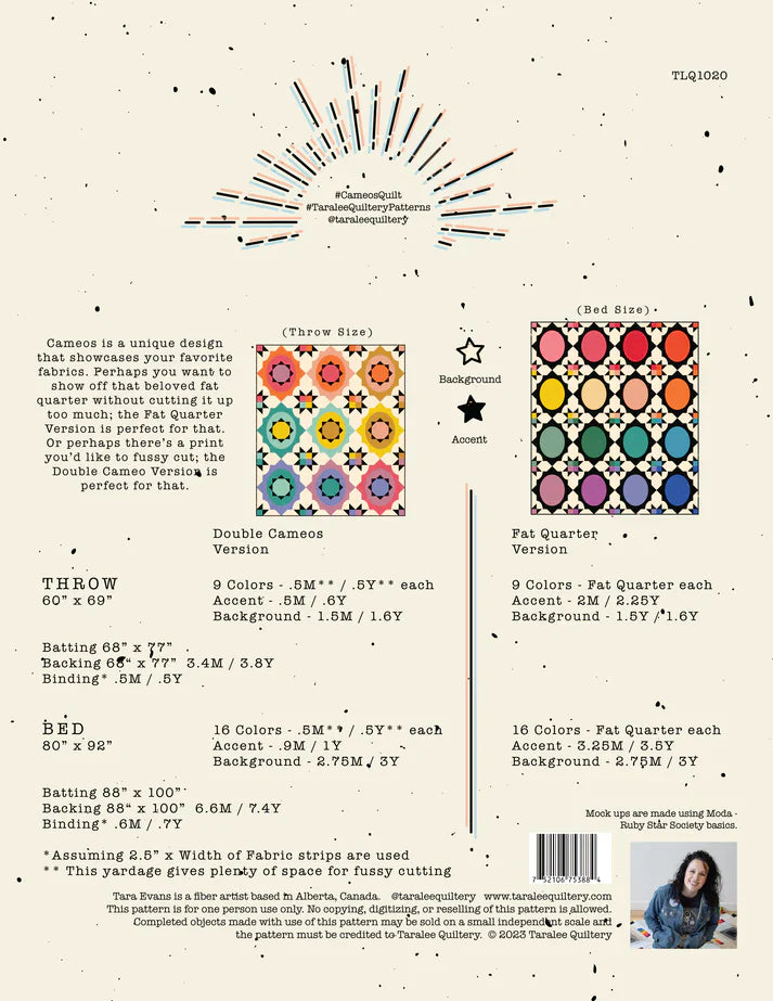 Modèle de courtepointe Cameos par Taralee Quiltery