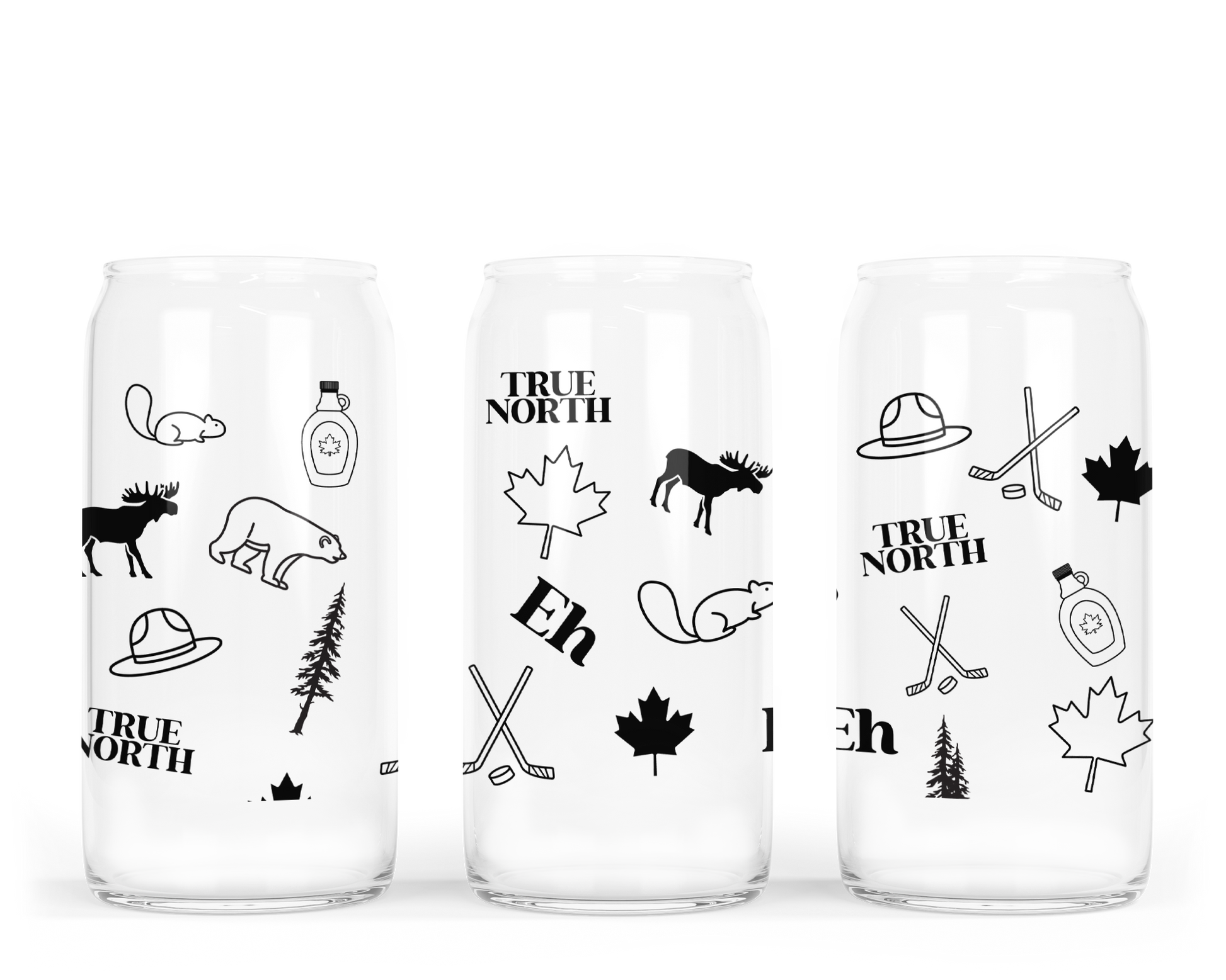 Canada Pattern Glass Can with Bamboo Lid