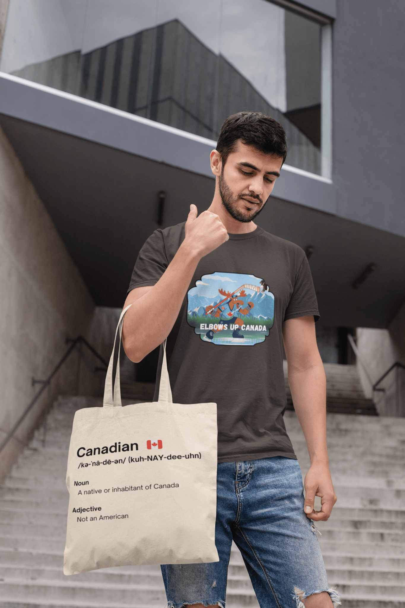 Sac fourre-tout en toile canadien et non américain