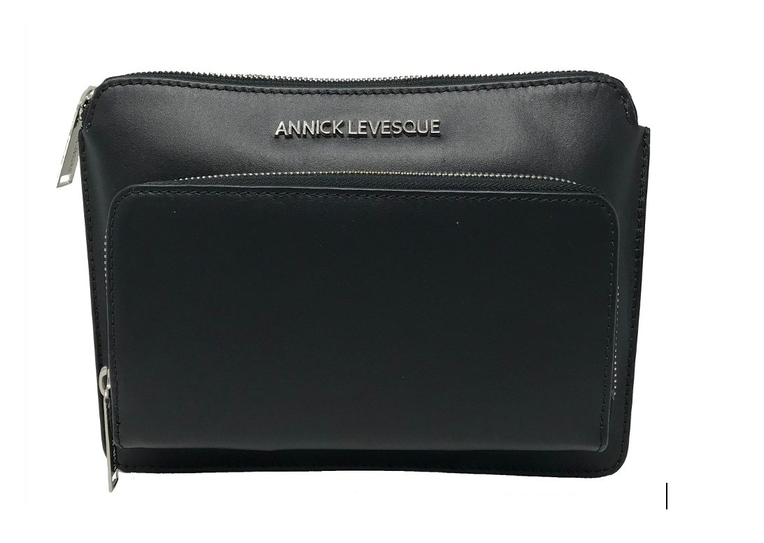 Small Black Leather Crossbody Wallet, Medium Carmen PREORDER