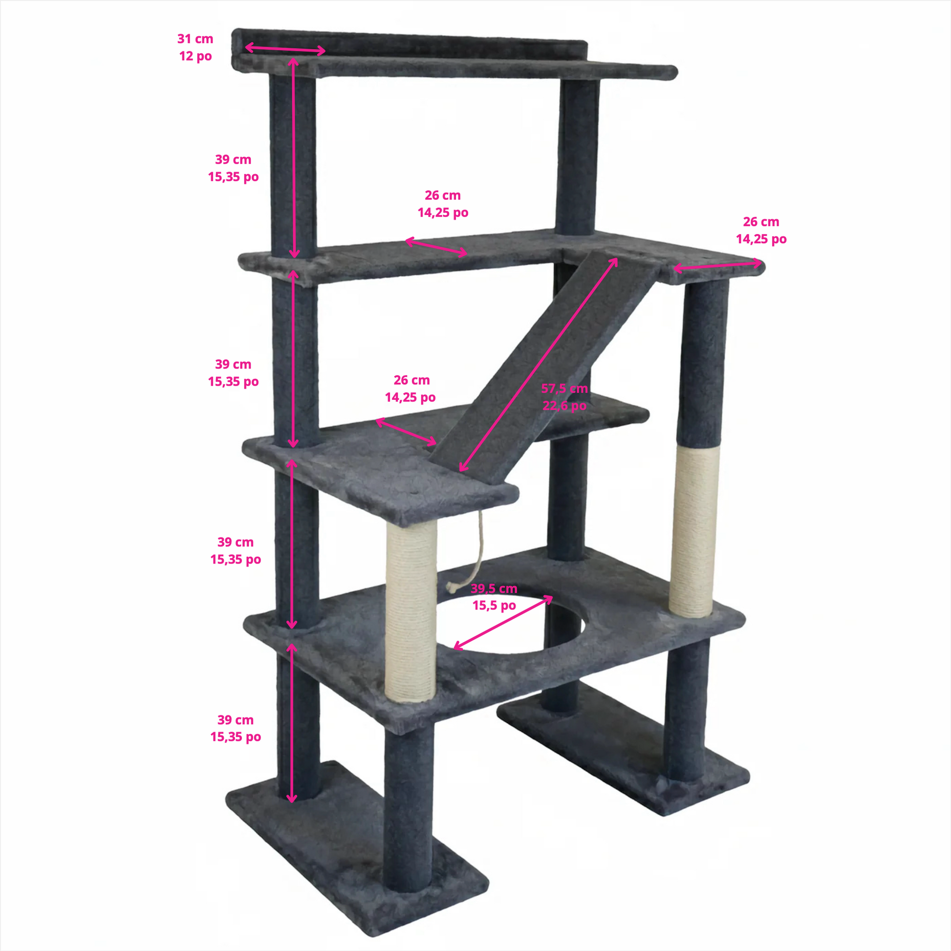 Maine Coon 65" Cat Tower - 5-Level Cat Tree