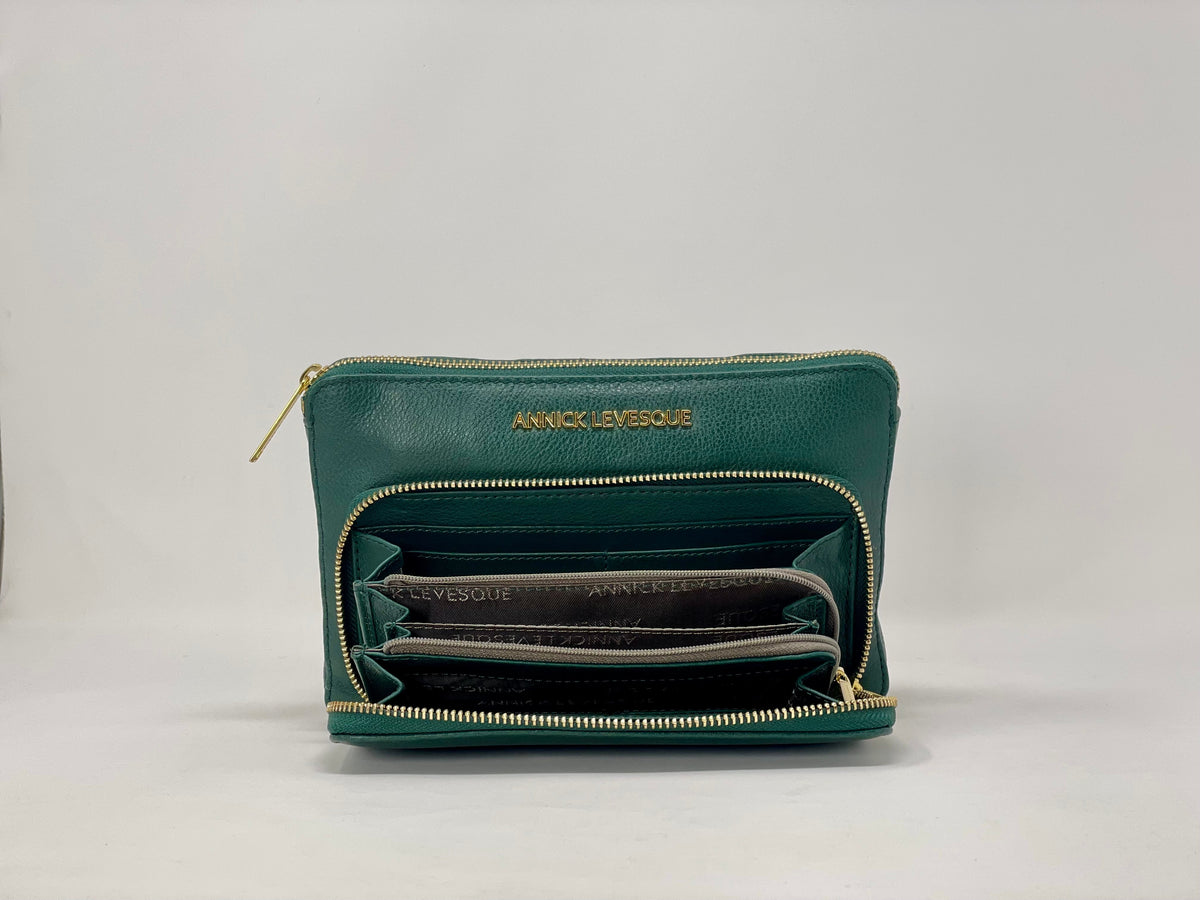 Small Crossbody Wallet Dark Green - Carmen