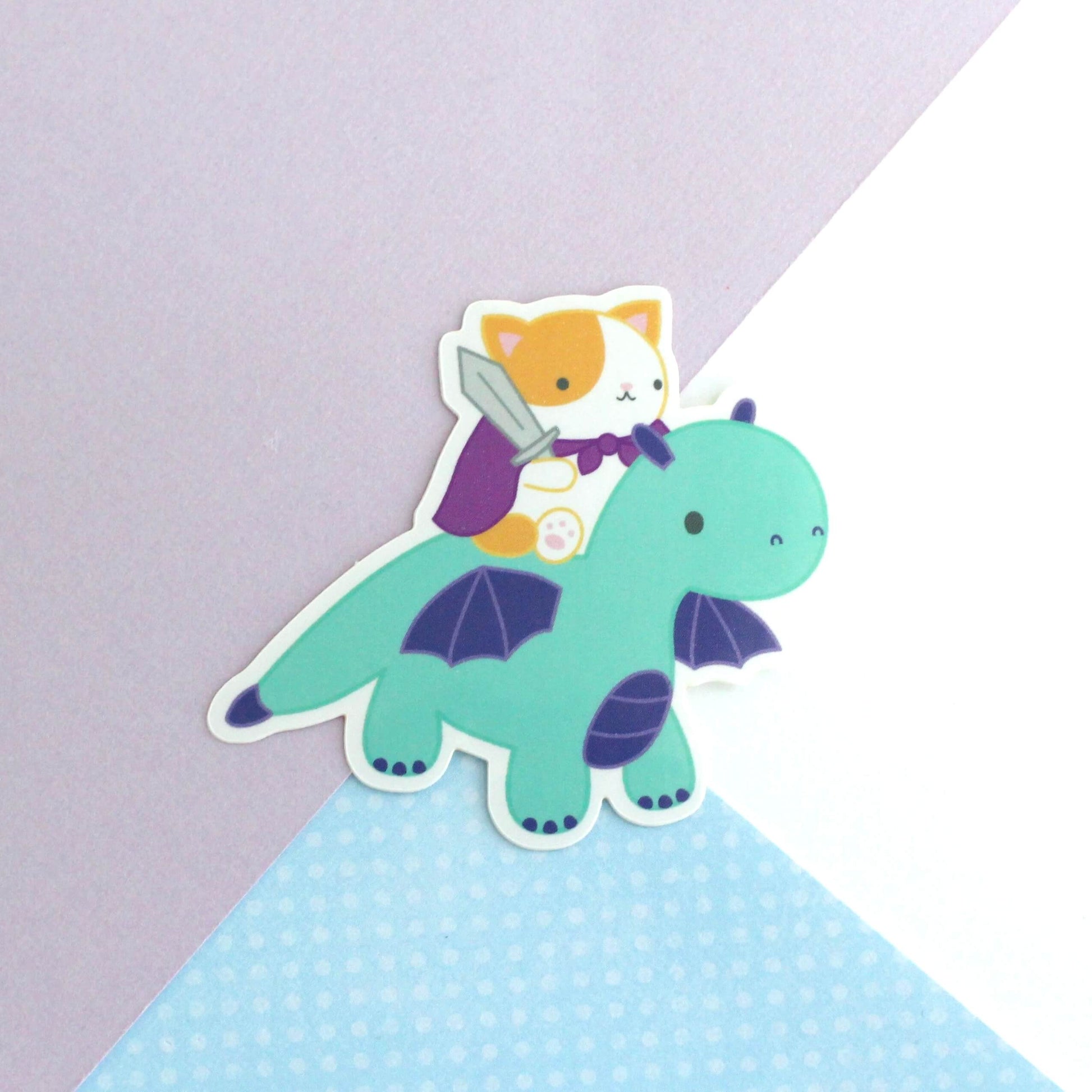 Orange Cat and Dragon Vinyl Sticker - Dragon Decal