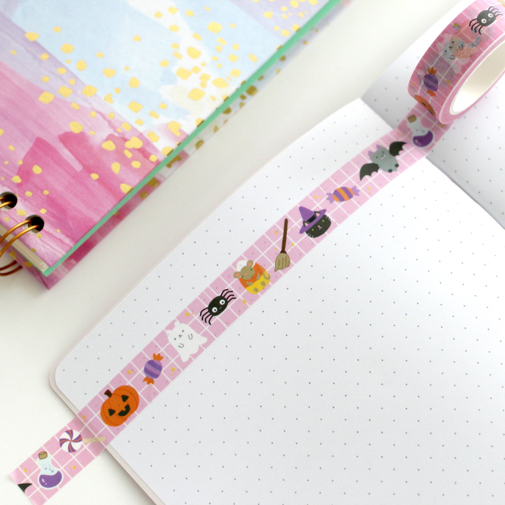 Halloween Washi Tape - Jack-o'-lantern Washi Tape - Ghost Cat, Bat, Spider, Witch Cat, Candy Corn