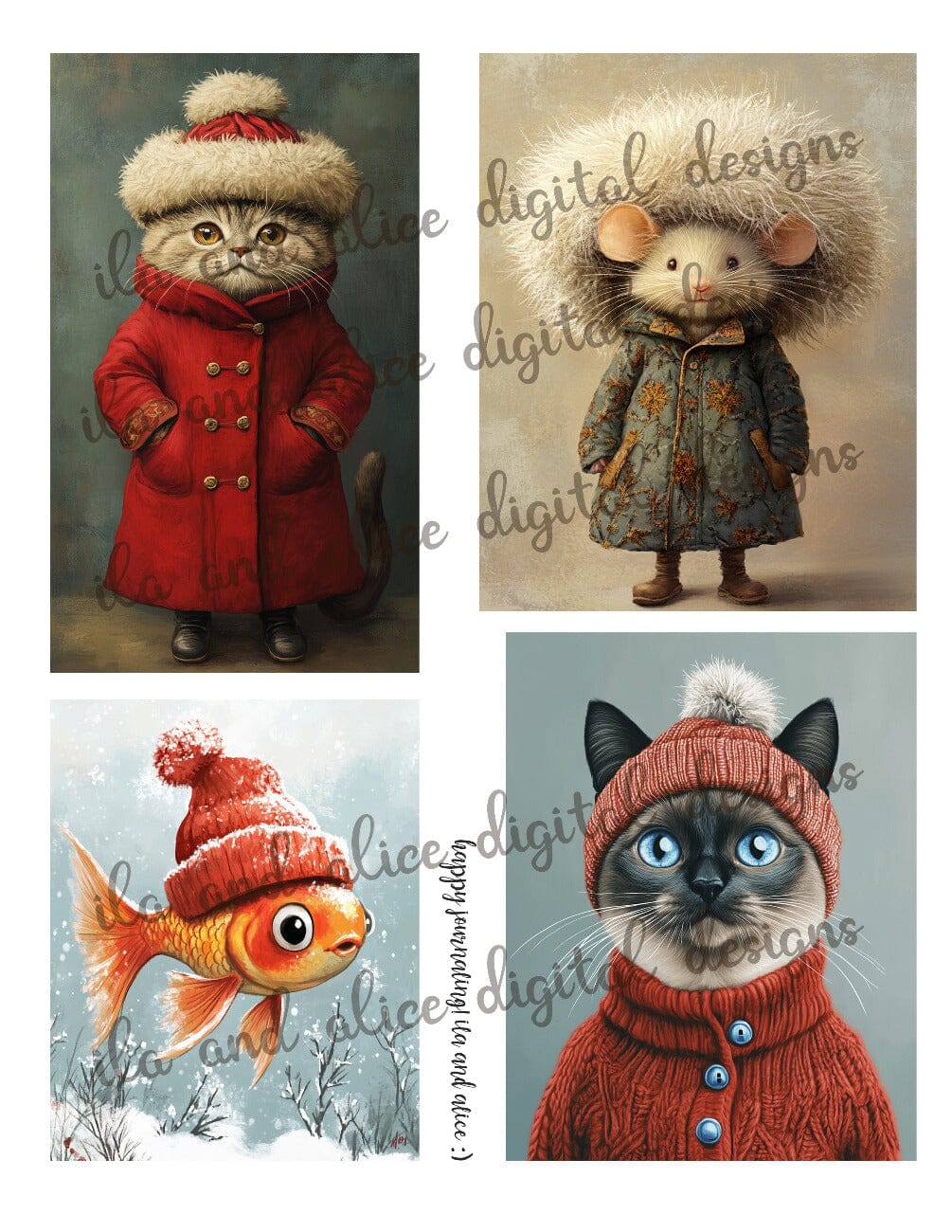 Cats in Winter Coats Digital Journal Ephemera