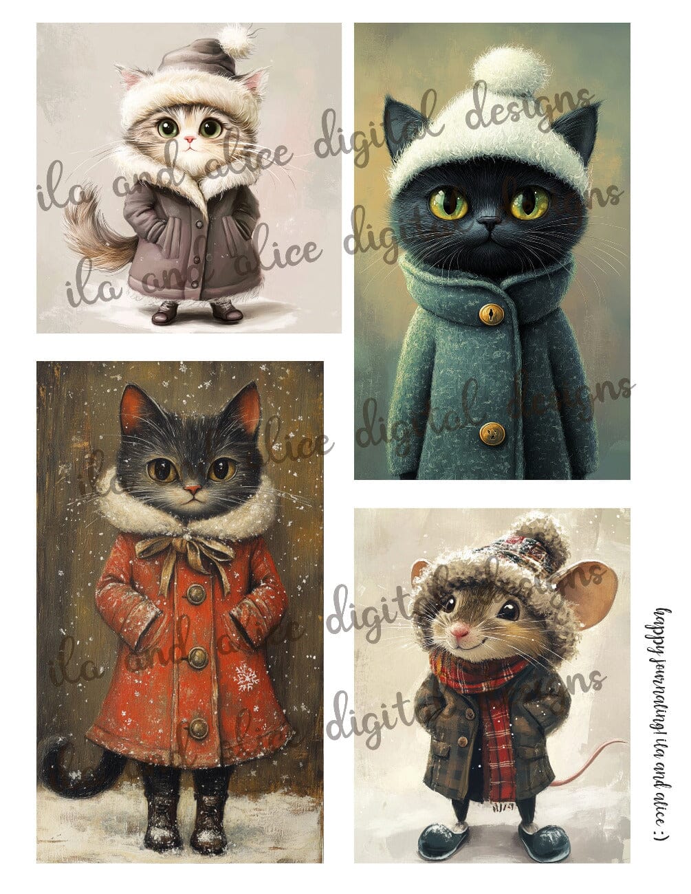Cats in Winter Coats Digital Journal Ephemera