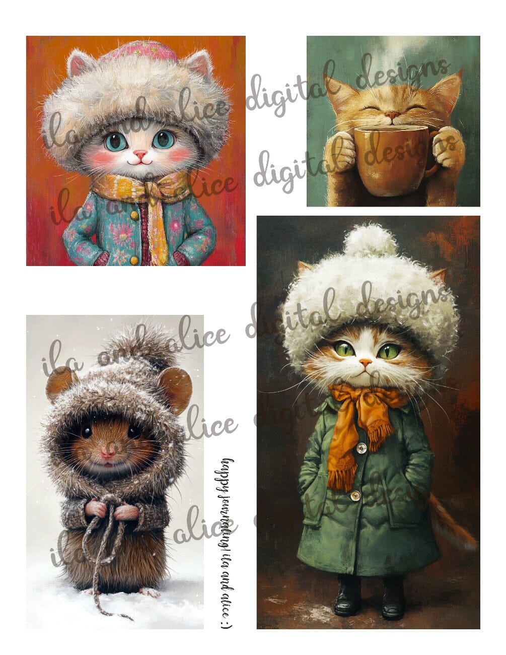Cats in Winter Coats Digital Journal Ephemera