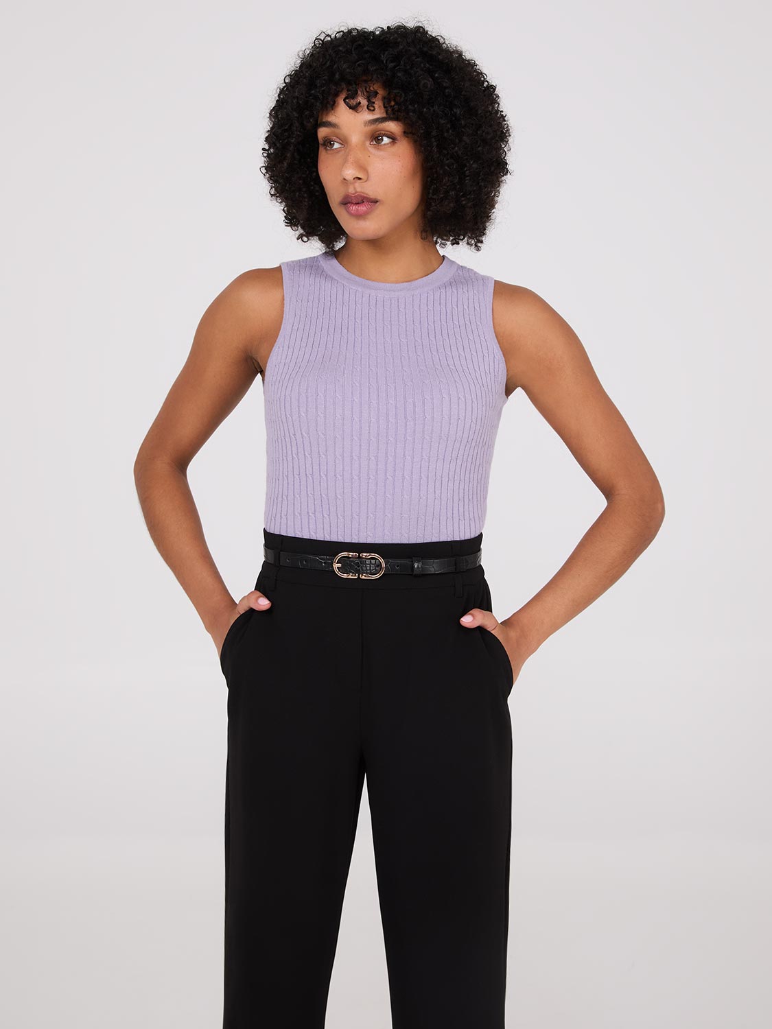 Pull sans manches en maille torsadée