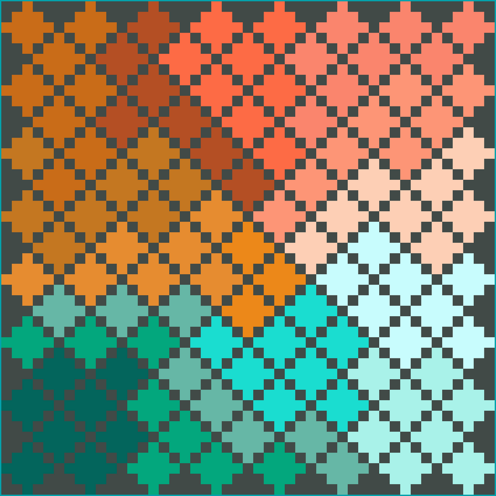 Kit de courtepointe Celtic Crossing - Noix de pécan, pêche et bleu sarcelle