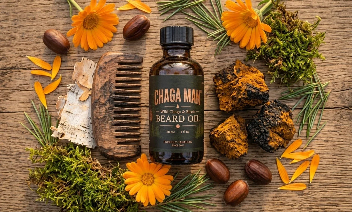 CHAGA MAN® Huile pour barbe au chaga sauvage et au bouleau