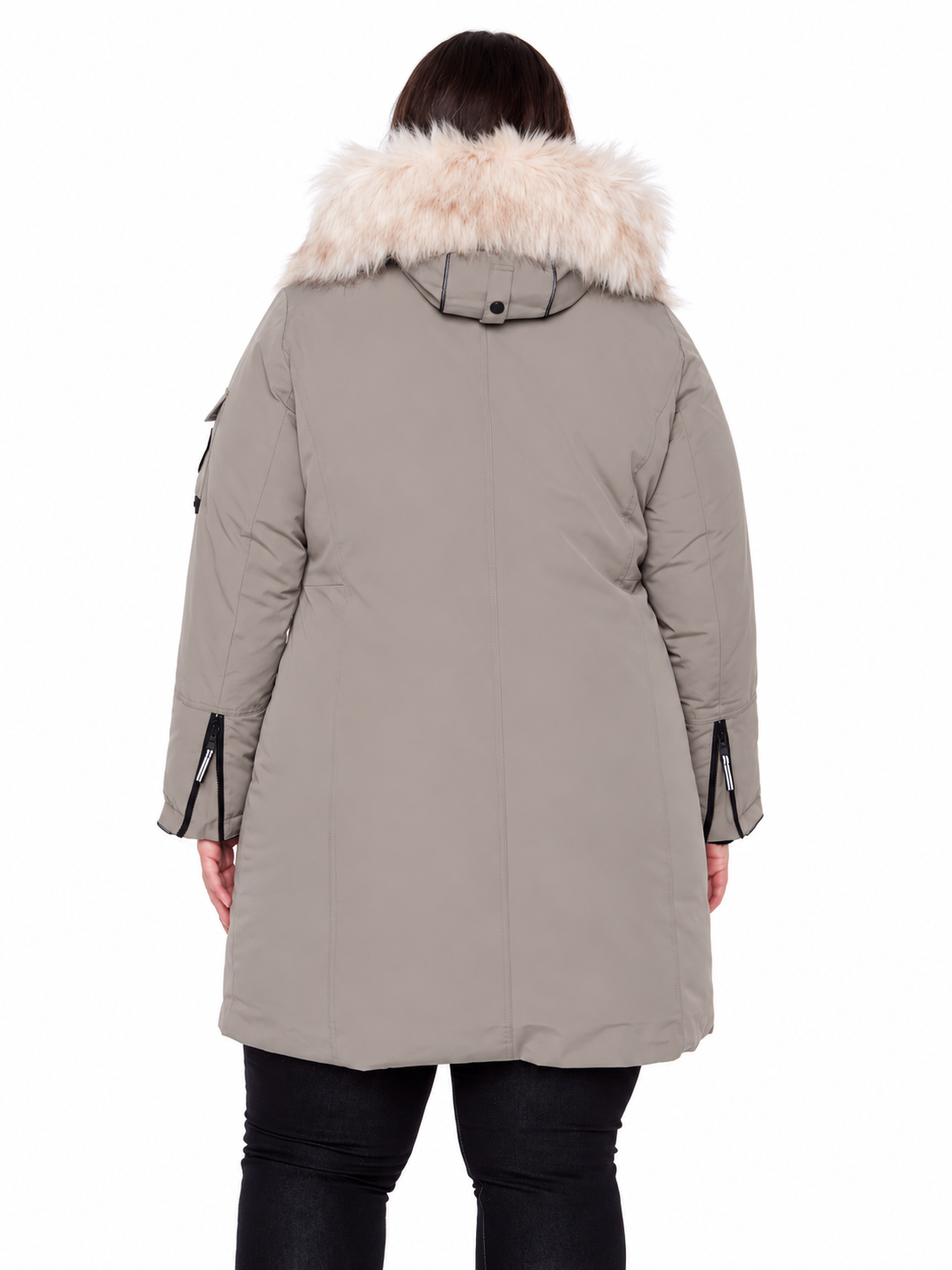 LAURENTIAN PLUS | WOMEN'S VEGAN DOWN (RECYCLED) LONG PARKA, TAUPE (PLUS SIZE)