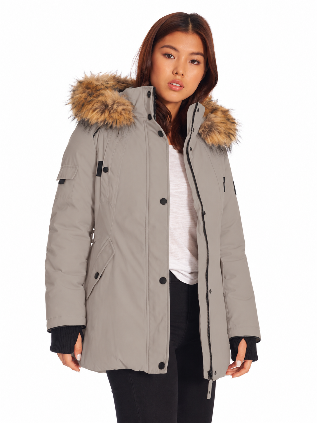 GLACIER | PARKA EN DUVET VÉGANE (RECYCLÉ) POUR FEMMES, TAUPE