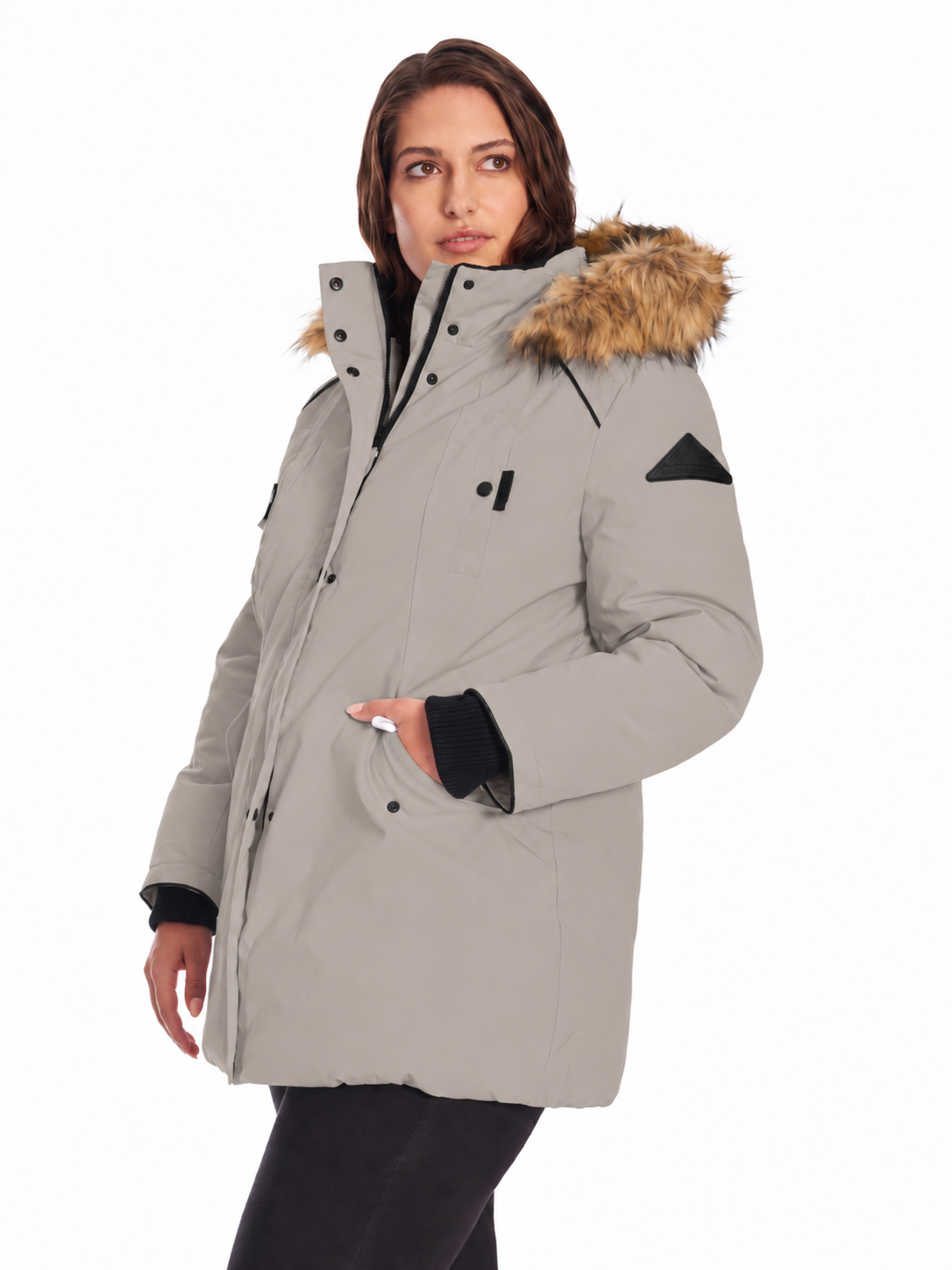 GLACIER PLUS | WOMEN'S VEGAN DOWN (RECYCLED) PARKA, TAUPE (PLUS SIZE)