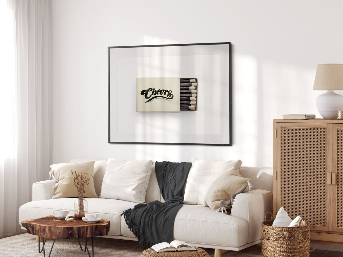 Cheers Matchbox Print – Vintage Bar Cart Wall Art Poster Decor