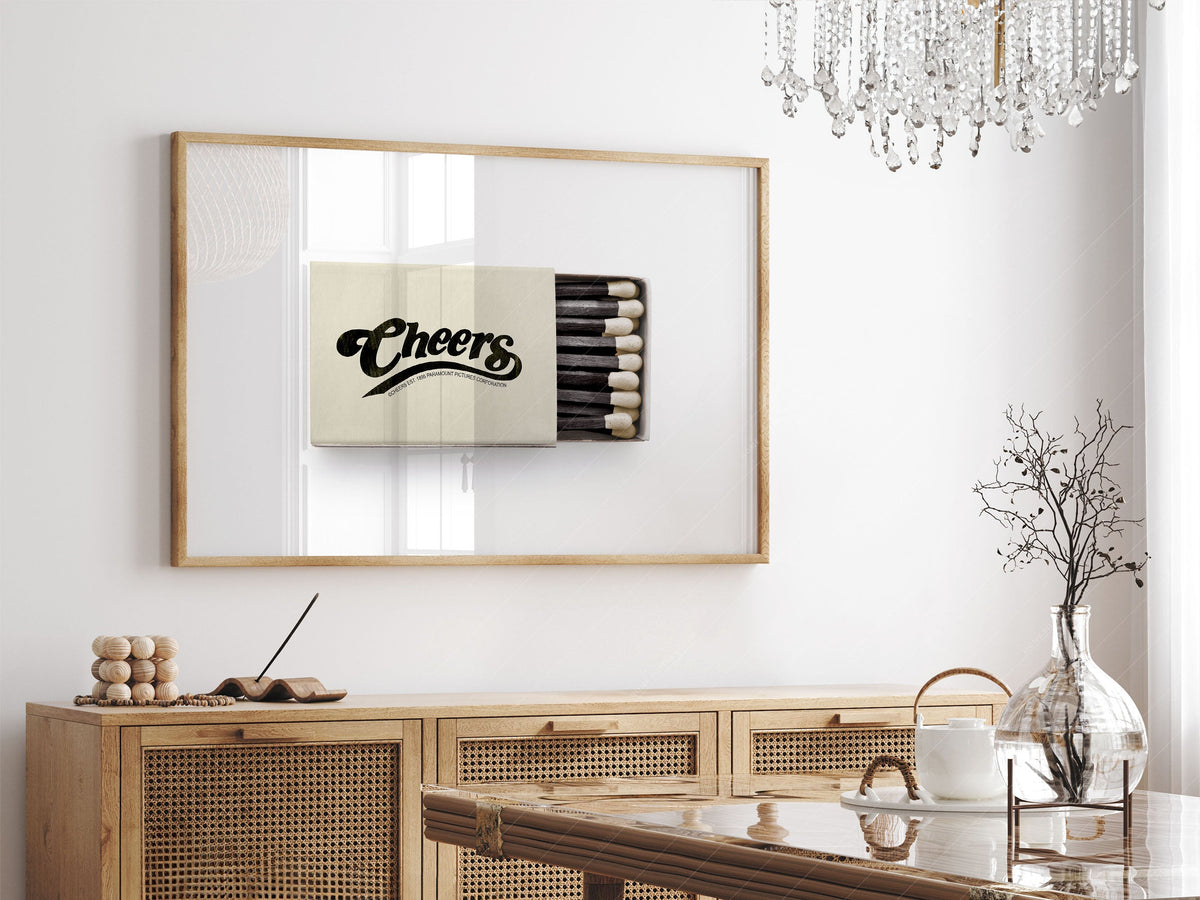 Cheers Matchbox Print – Vintage Bar Cart Wall Art Poster Decor
