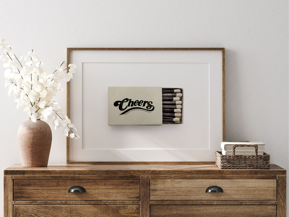 Cheers Matchbox Print – Vintage Bar Cart Wall Art Poster Decor