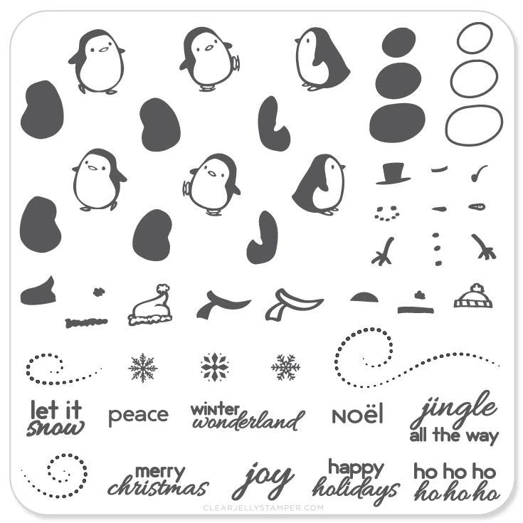 Clear Jelly Stamper - Penguins & Christmas Cheer