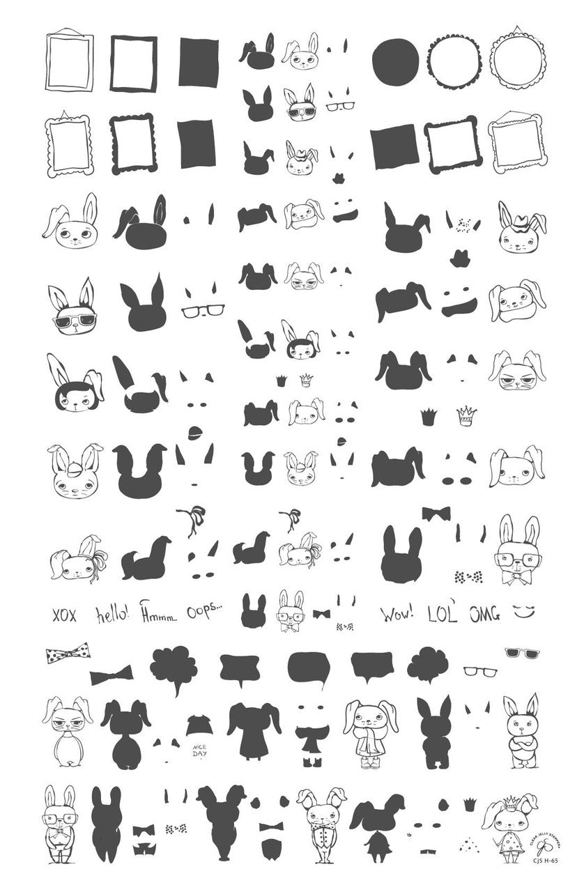 Clear Jelly Stamper - Hipster Bunnies