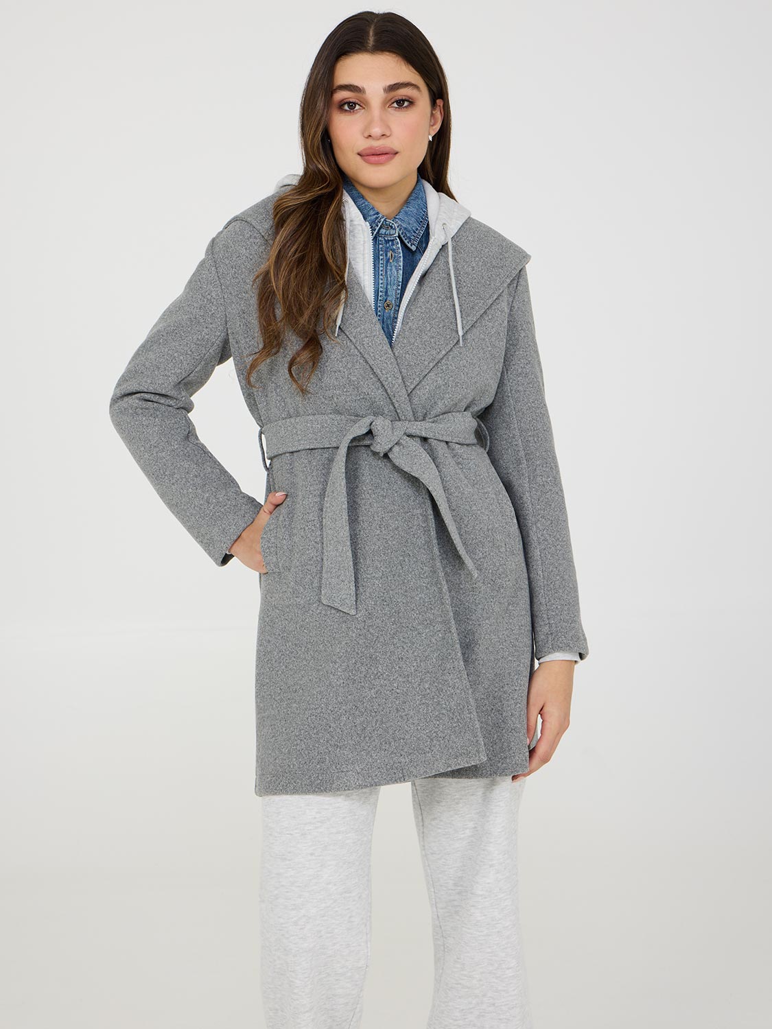 Manteau portefeuille à capuche