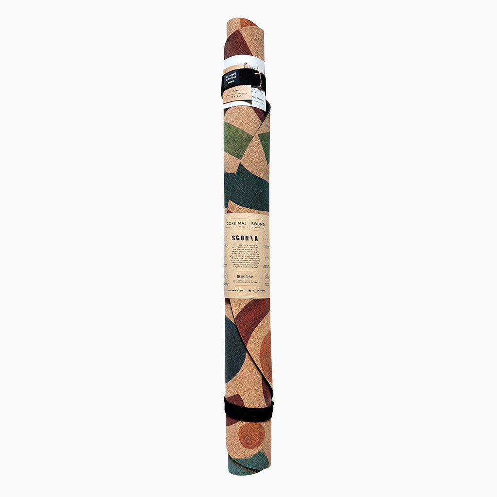 Brush Strokes Round Cork Yoga & Baby Mat | Multi-use | 47" dia