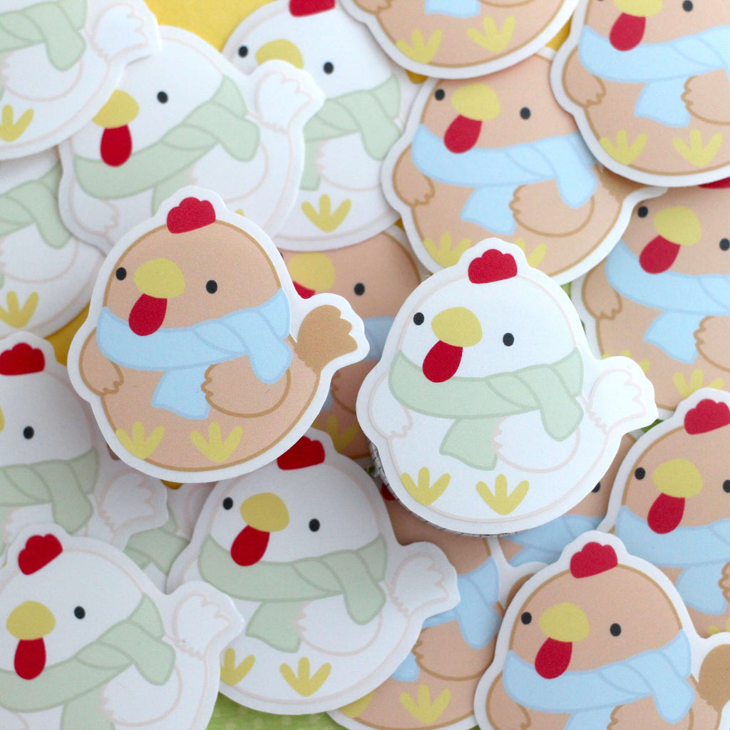 Duo d'autocollants en vinyle transparent Cozy Brown et White Chicken