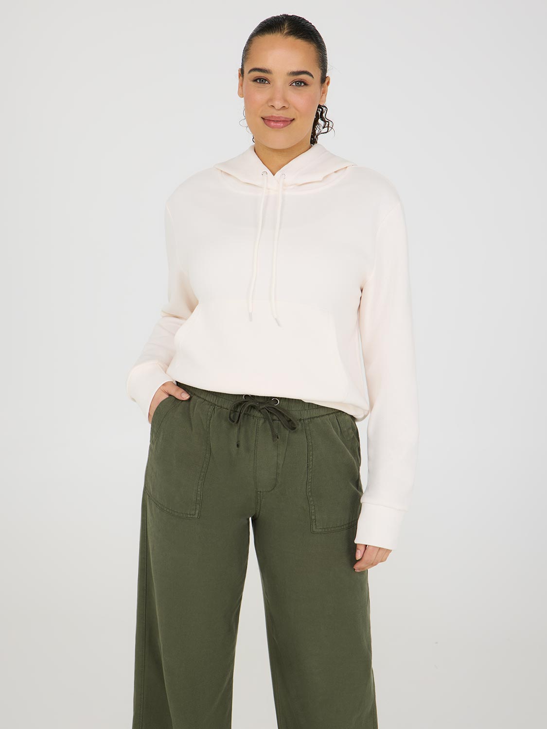 Sweat à capuche en polaire à taille