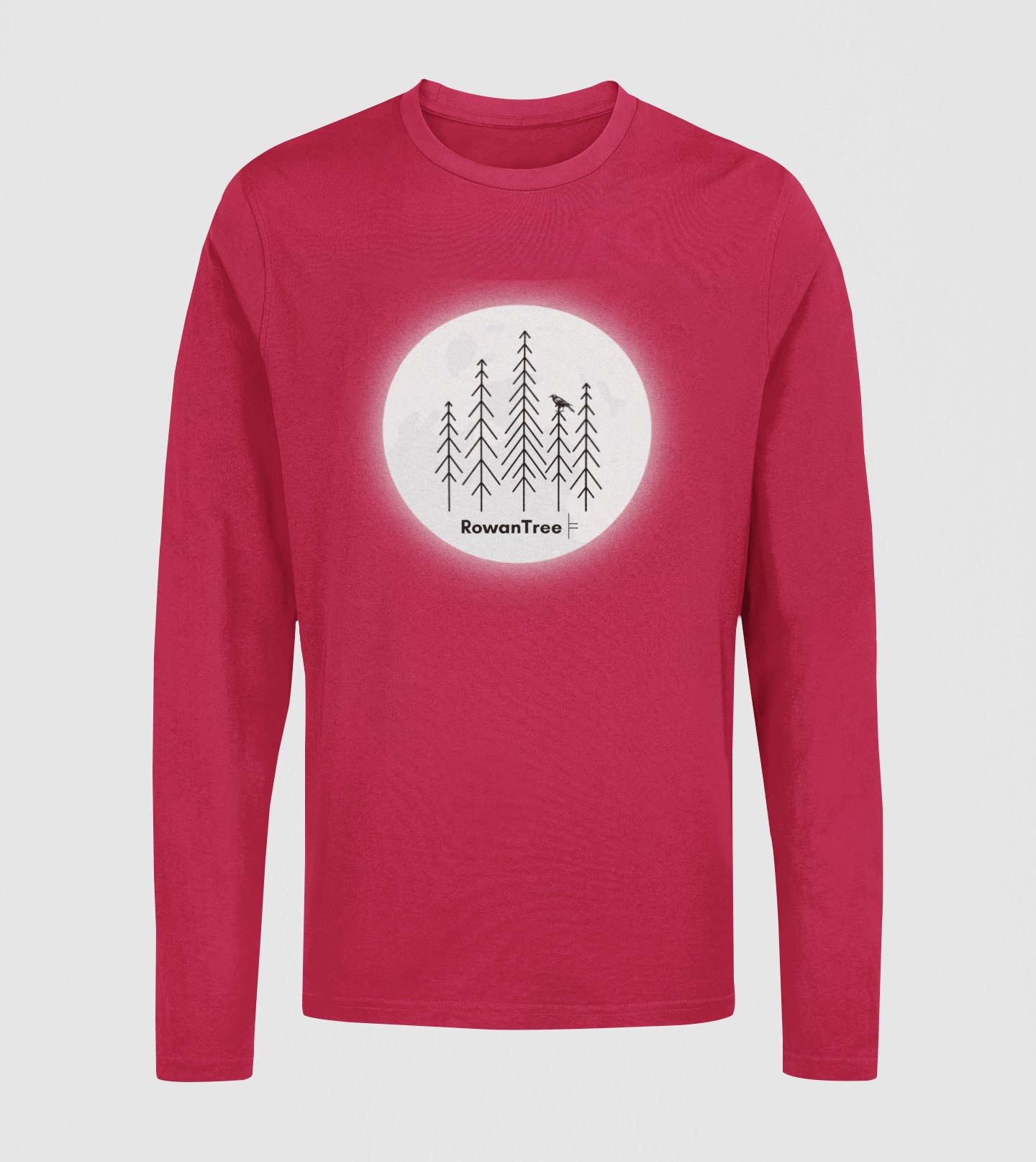 Moonlit Grove Long Sleeve – Minimalist Forest, Printed in Canada | RowanTree
