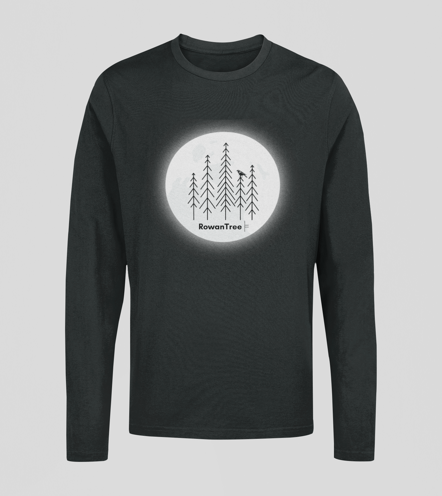 Moonlit Grove Long Sleeve – Minimalist Forest, Printed in Canada | RowanTree