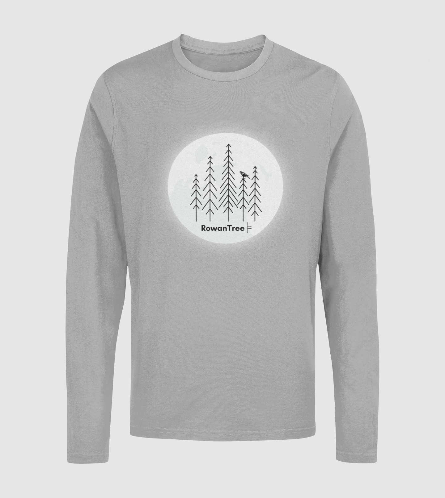 Moonlit Grove Long Sleeve – Minimalist Forest, Printed in Canada | RowanTree