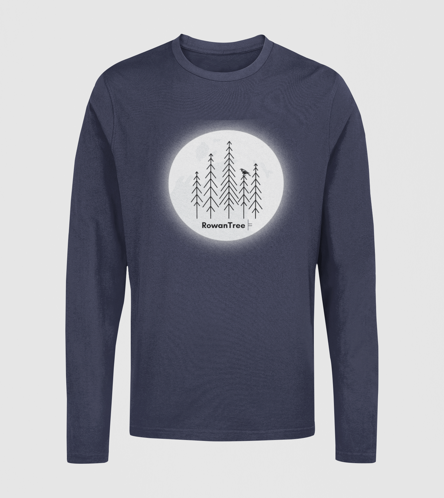 Moonlit Grove Long Sleeve – Minimalist Forest, Printed in Canada | RowanTree