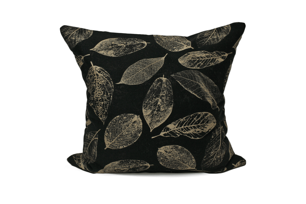 Housse de coussin feuille noire