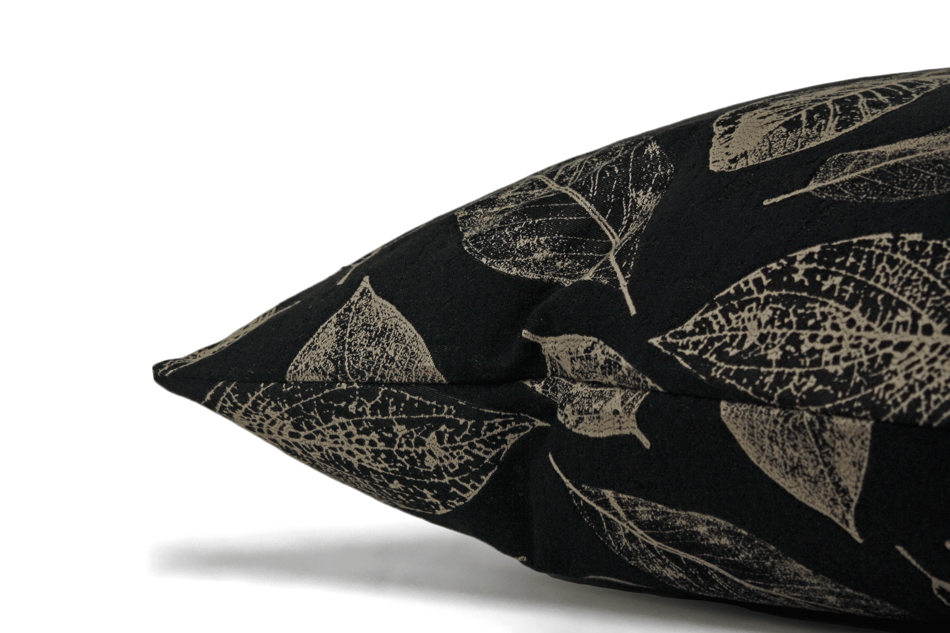 Black Leaf Cushion Cover